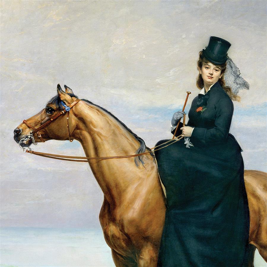 Design Toscano Equestrian Portrait of Mademoiselle Croizette 1873 Canvas Rep