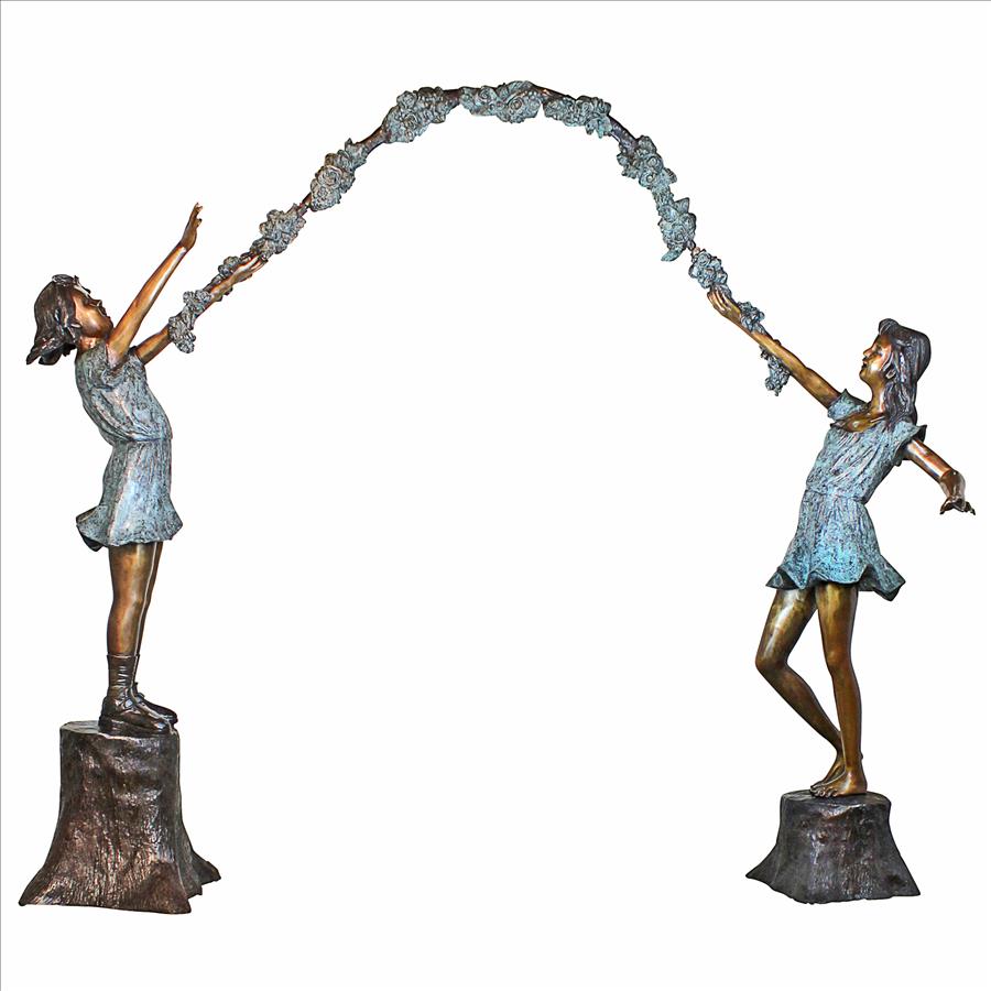 thumbnail 1 - Design Toscano Grand Scale Flower Arbor Kids Cast Bronze Garden Statue