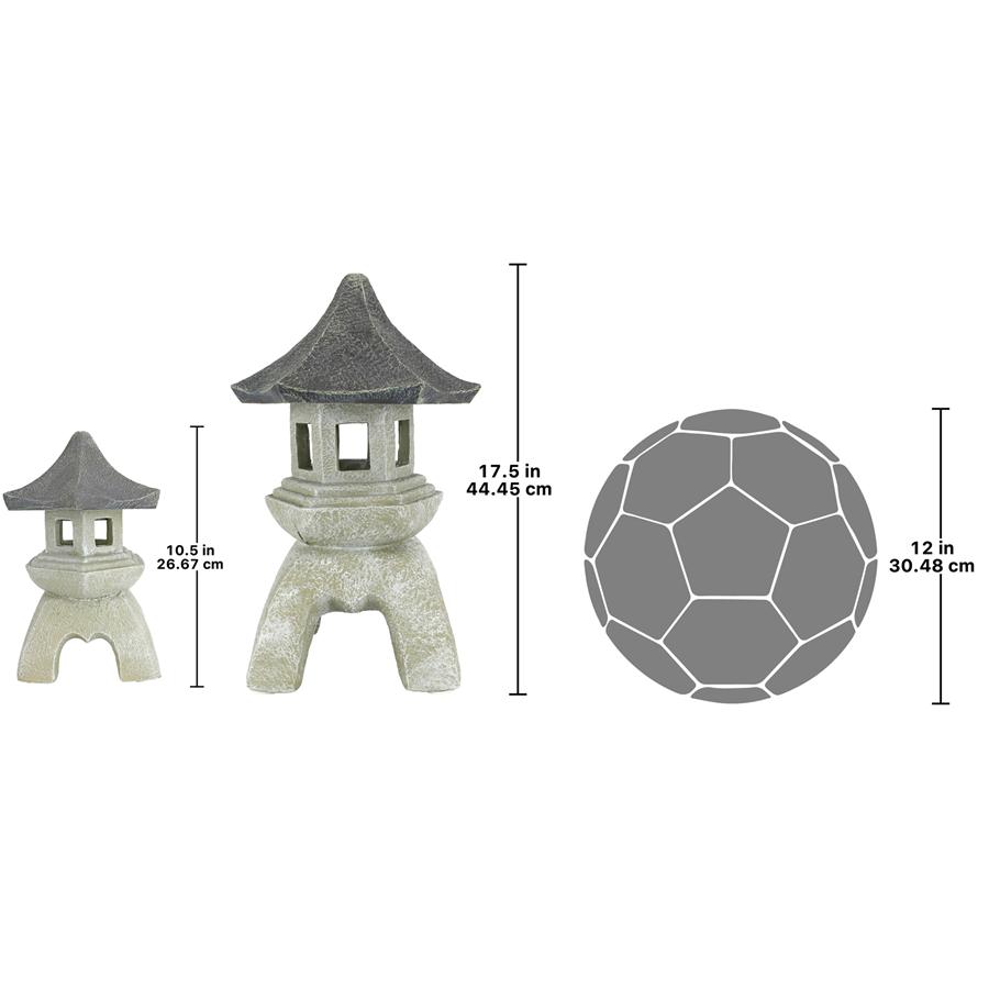 Set of Medium and Large Details about   Design Toscano Pagoda Lantern Sculpture 