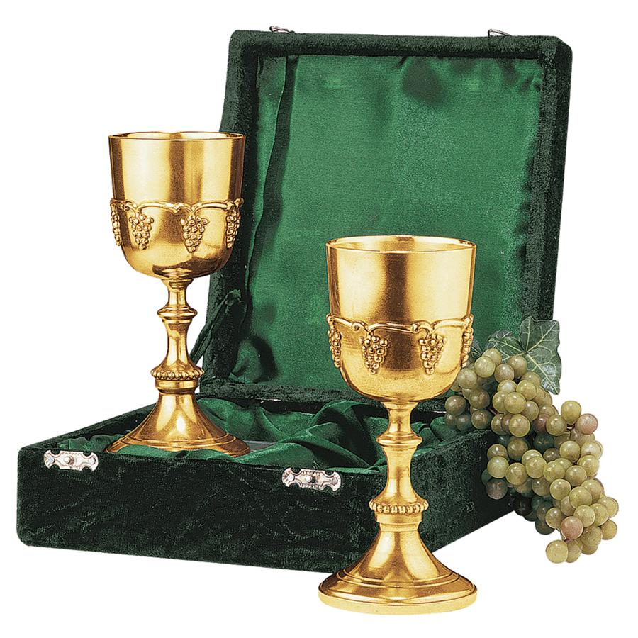 Design Toscano Grape Harvest Solid Brass Goblets with Gift Box Set of 2 
